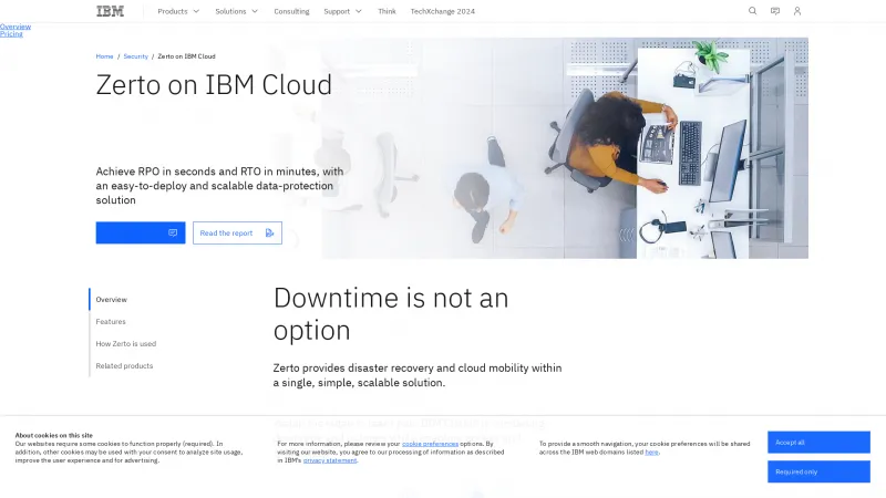 Homepage of IBM Cloud Zerto