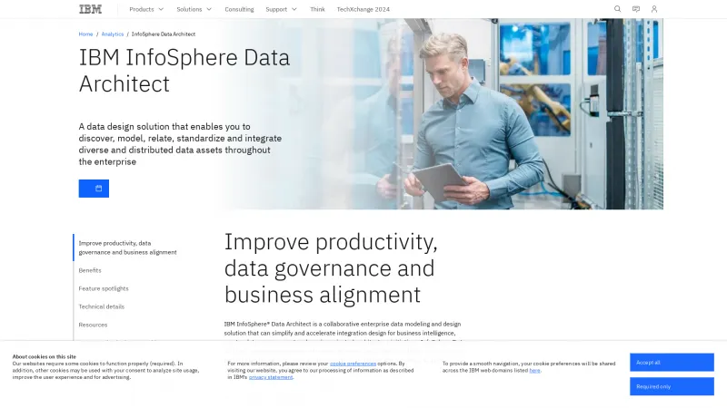 Homepage of IBM InfoSphere Data Architect