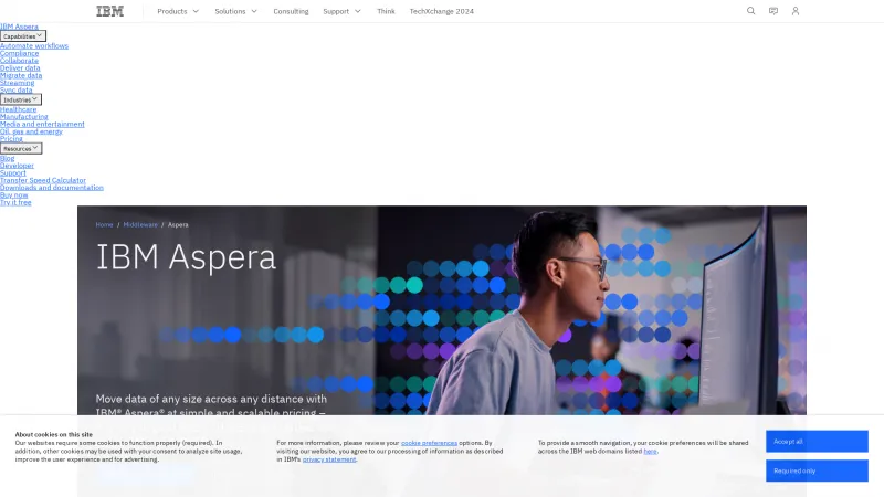 Homepage of IBM Aspera