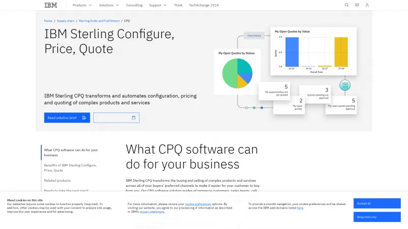 Homepage of IBM Sterling Configure, Price, Quote (CPQ)