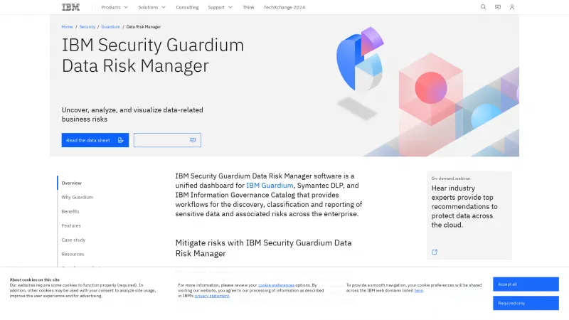 Homepage of IBM Data Risk Manager