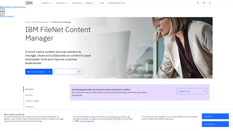 Homepage of FileNet Content Manager