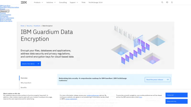 Homepage of IBM Security Guardium Data Encryption