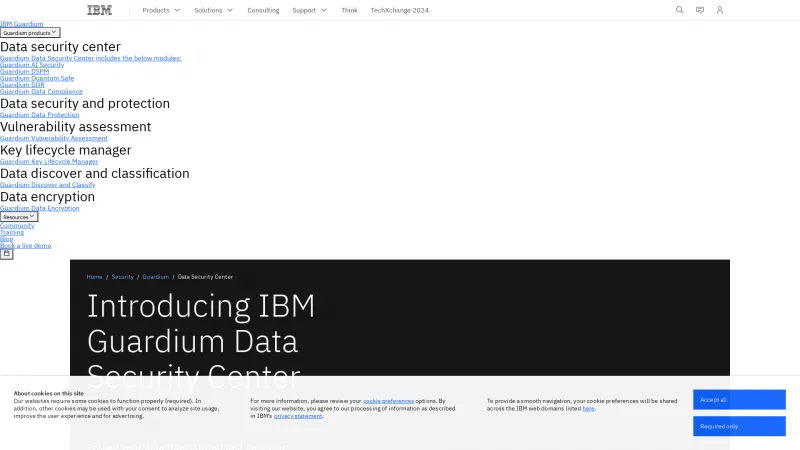 Homepage of IBM Security Guardium Insights