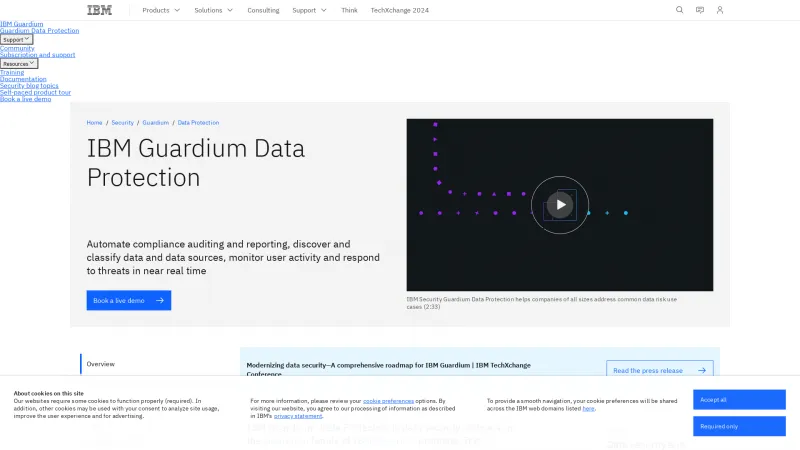 Homepage of IBM Security Guardium Data Protection