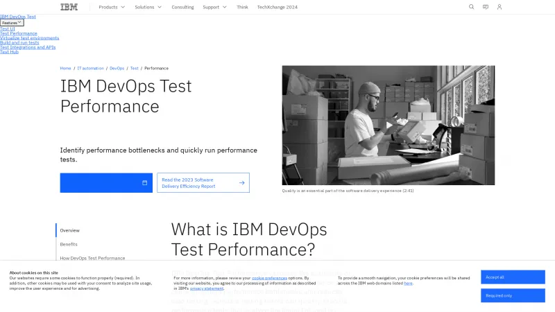 Homepage of IBM Rational Performance Tester