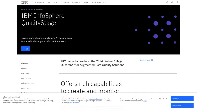 Homepage of IBM InfoSphere QualityStage