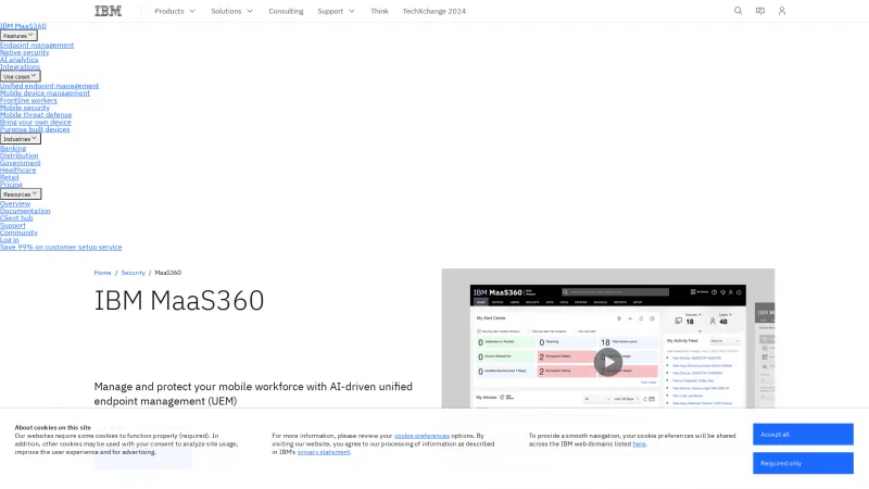 Homepage of IBM Security MaaS360