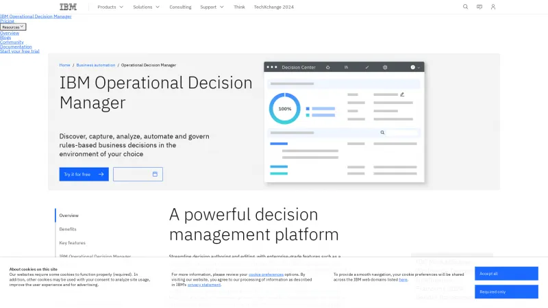 Homepage of IBM Operational Decision Manager