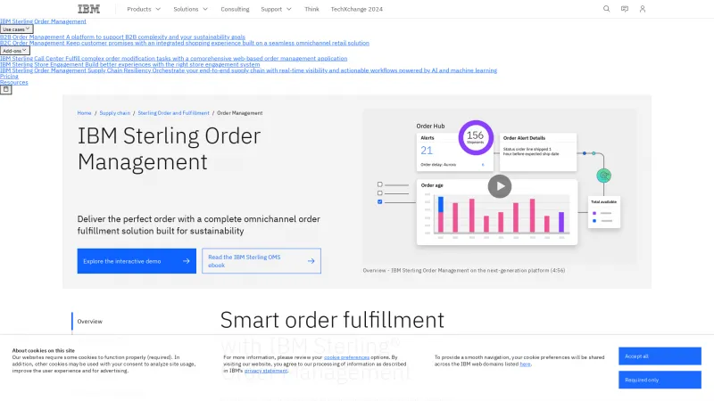 Homepage of IBM Sterling Order Management