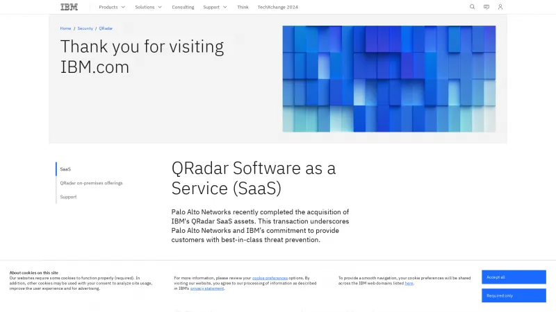 Homepage of IBM Security QRadar Log Insights