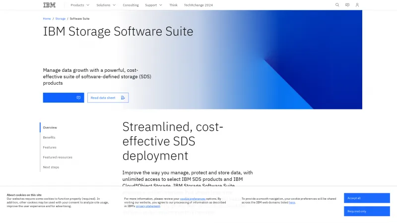 Homepage of IBM Storage Software Suite