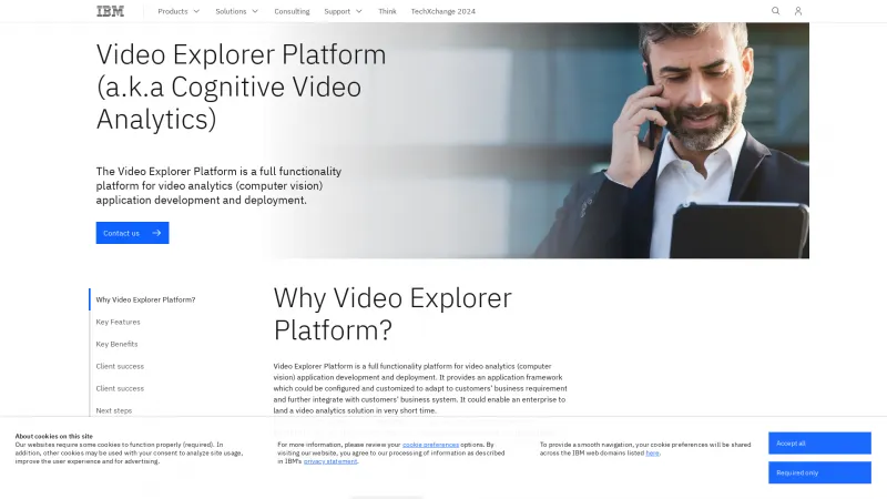 Homepage of IBM Video Explorer Platform