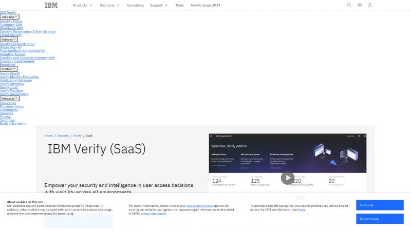 Homepage of IBM Security Verify Access