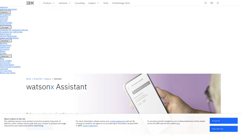 Homepage of IBM watsonx Assistant