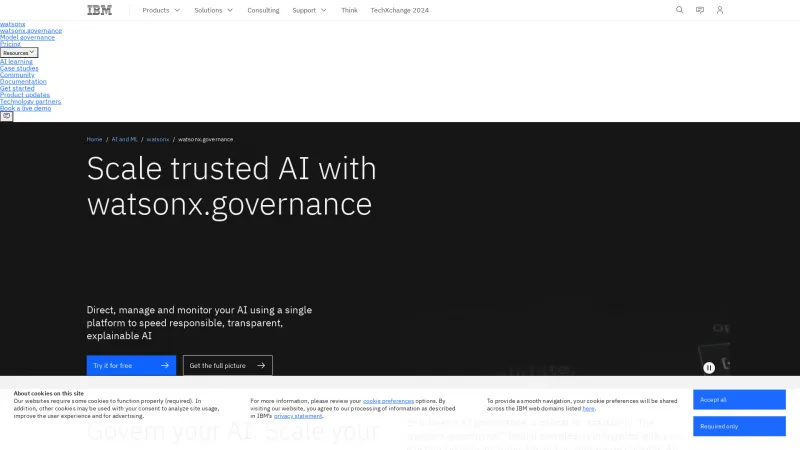 Homepage of IBM watsonx.governance