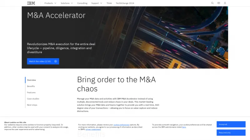 Homepage of IBM M&A Accelerator