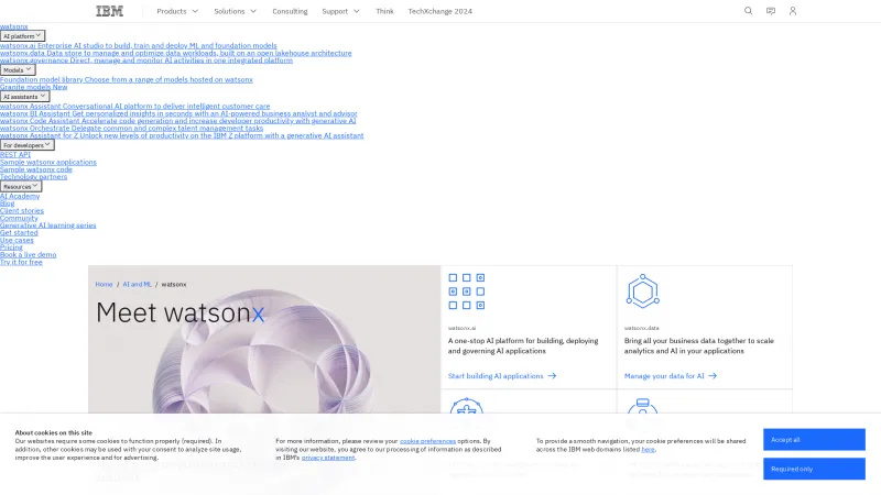 Homepage of IBM watsonx