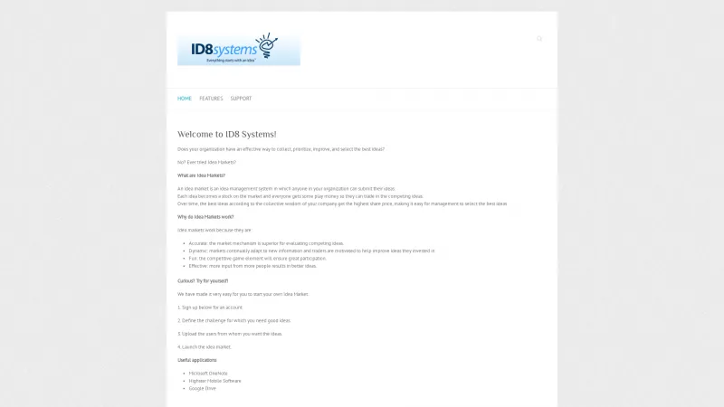 Homepage of ID8 Enterprise