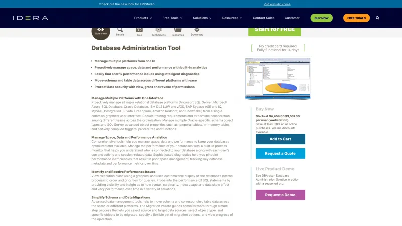 Homepage of DBArtisan