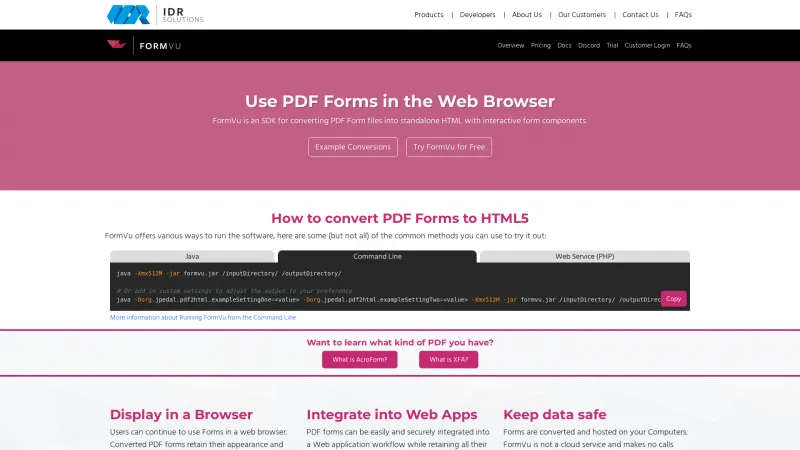 Homepage of FormVu