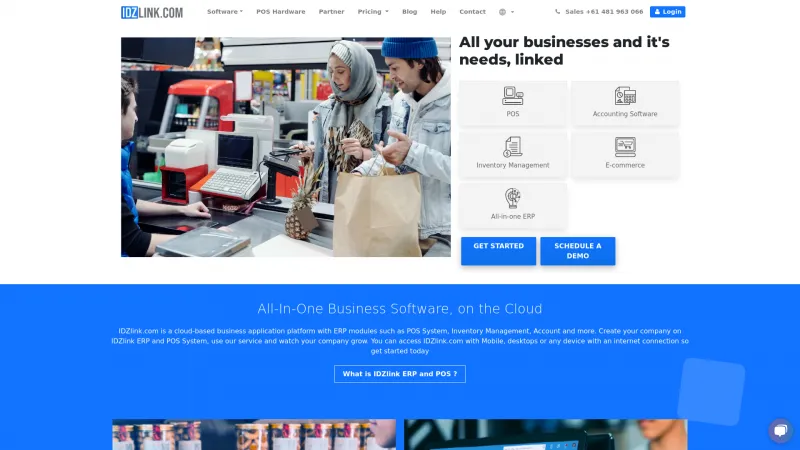 Homepage of IDZlink Cloud POS
