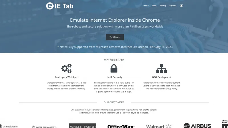 Homepage of IE Tab