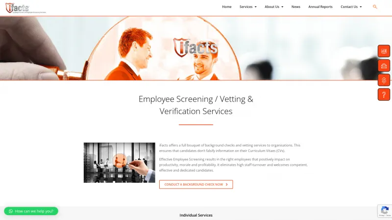 Homepage of Employee Screening