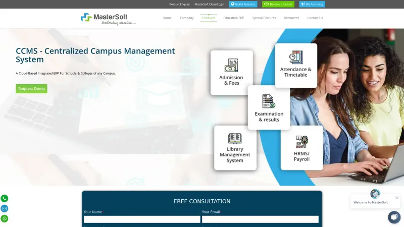 Homepage of Centralized Campus Management System (CCMS)