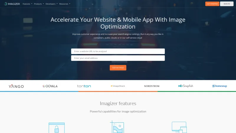 Homepage of Imagizer