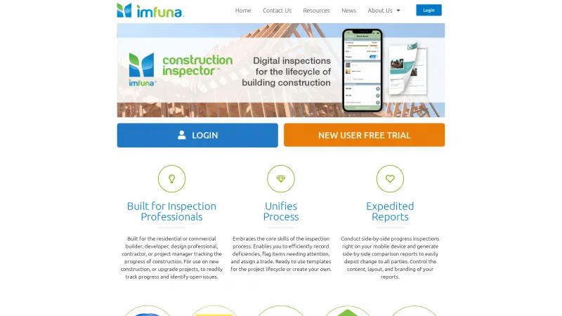 Homepage of Imfuna Construction Inspector