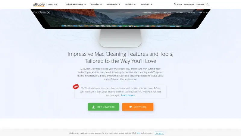 Homepage of MacClean