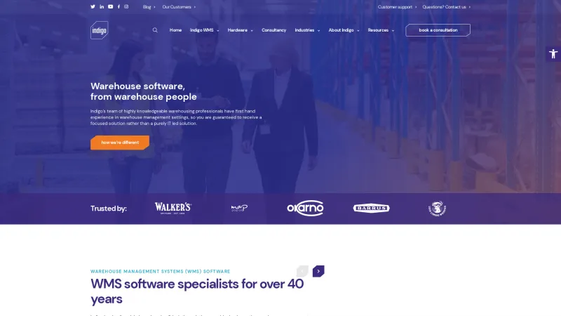 Homepage of Indigo WMS