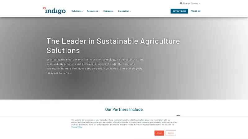 Homepage of Indigo