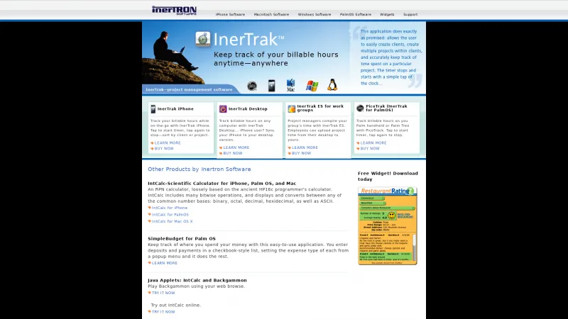 Homepage of InerTrak iPhone