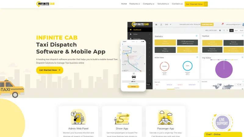 Homepage of Infinite Cab