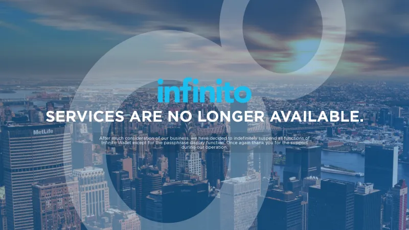 Homepage of Infinito Wallet