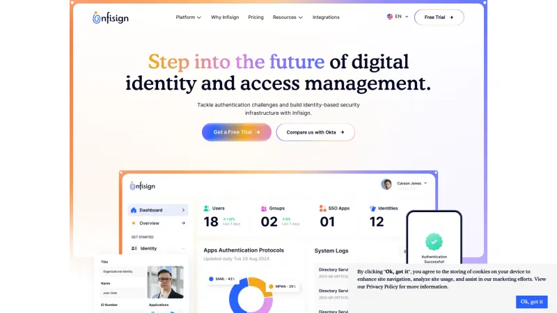 Homepage of Infisign