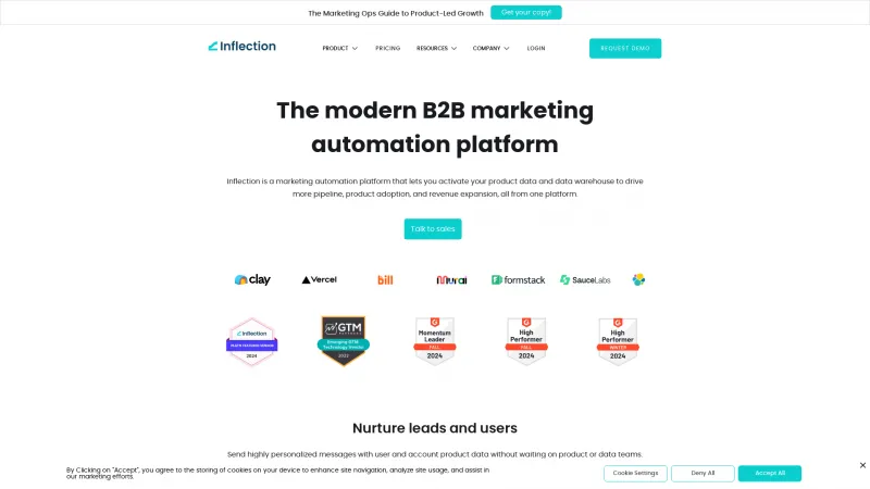 Homepage of Inflection.io