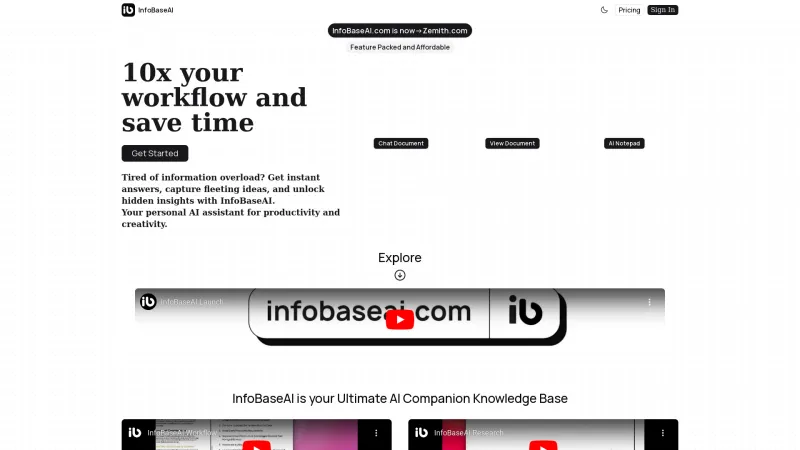 Homepage of InfoBaseAI