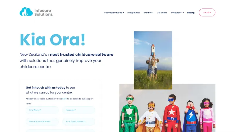 Homepage of Infocare Solutions