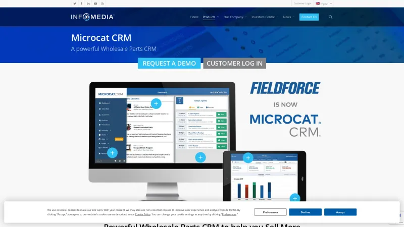 Homepage of Microcat CRM