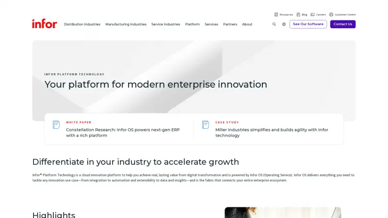 Homepage of Infor OS