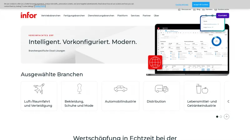 Homepage of Infor CloudSuite Facilities Management