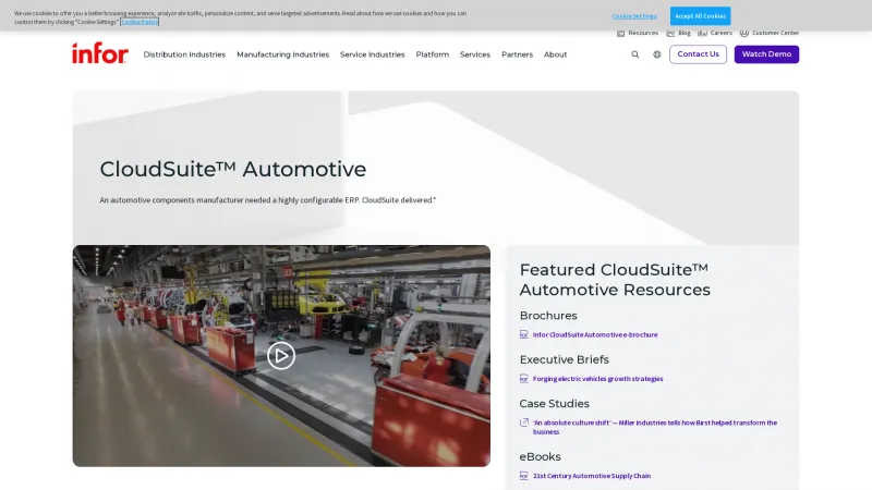 Homepage of Infor CloudSuite Automotive