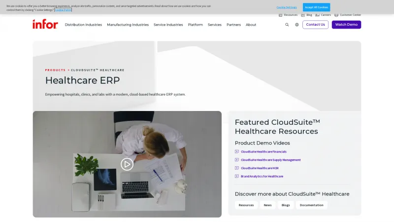 Homepage of Infor CloudSuite Healthcare