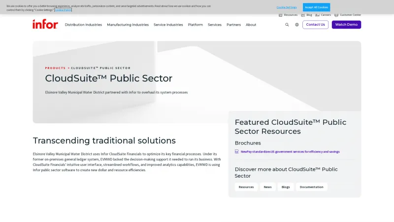 Homepage of Infor CloudSuite Public Sector