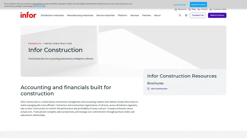 Homepage of Infor Construction