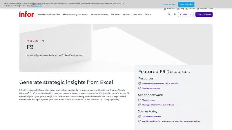 Homepage of Infor F9