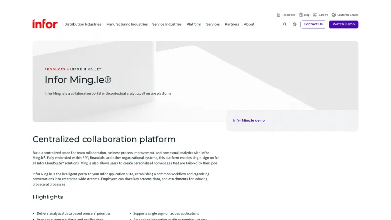 Homepage of Infor Ming.le